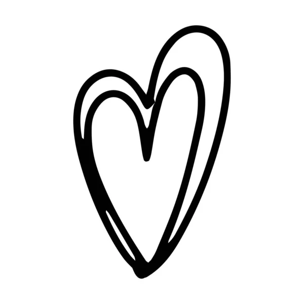Hand Drawn Heart Symbol Love Icon Romantic Trendy Doodle Art — Wektor stockowy