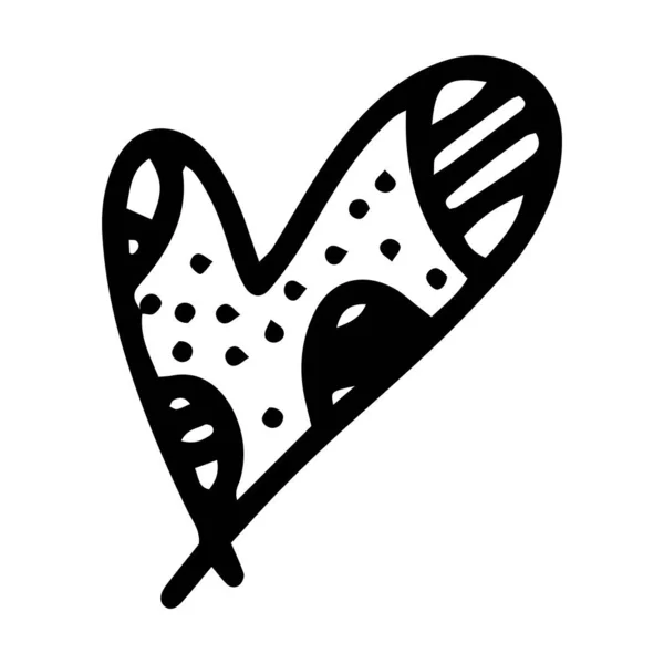 Hand Drawn Heart Symbol Love Icon Romantic Trendy Doodle Art — ストックベクタ