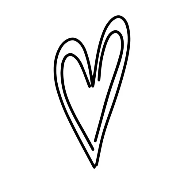 Hand Drawn Heart Symbol Love Icon Romantic Trendy Doodle Art — ストックベクタ