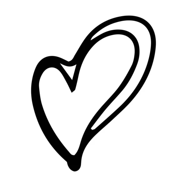 Hand Drawn Heart Symbol Love Icon Romantic Trendy Doodle Art — Image vectorielle
