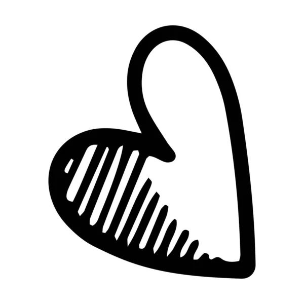 Hand Drawn Heart Symbol Love Icon Romantic Trendy Doodle Art — 图库矢量图片