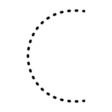 Anaokulu, anaokulu, okul öncesi ve Montessori öğrencilerinin el yazısı alıştırması çalışmaları için C harfi önceden yazılmış noktalı satır ögesi.