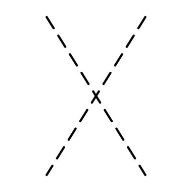 Anaokulu, anaokulu, okul öncesi ve Montessori öğrencilerinin el yazısı çalışmaları için X harfi önceden yazılmış noktalı satır ögesi.