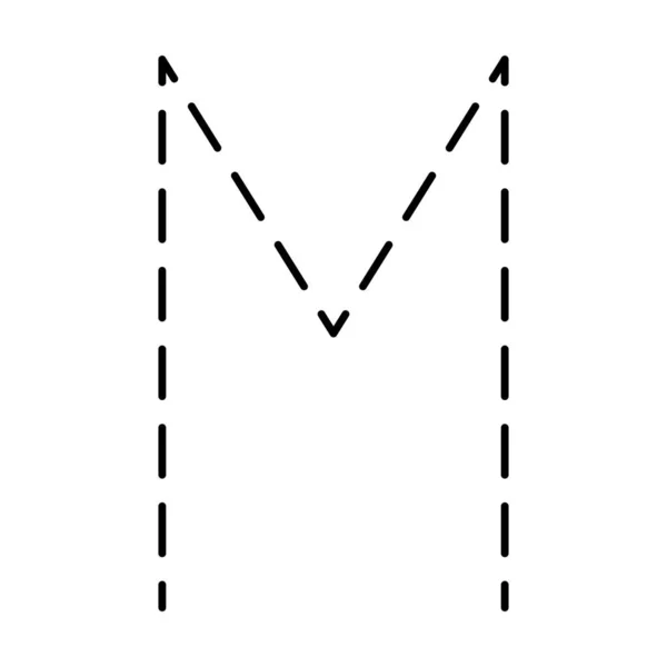 为幼儿园 学前班和蒙特梭利学校学生的笔迹练习活动查找字母字母M的预写虚线元素 — 图库矢量图片