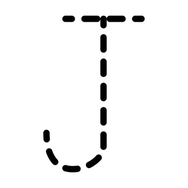 J harfi, anaokulu, anaokulu ve Montessori okulu öğrencilerinin el yazısı alıştırması çalışmaları için noktalı satır elementini önceden yazıyor..