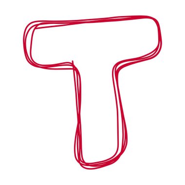 Alfabe T harfi el çizimi, eğitim için çizim elementi sanatı