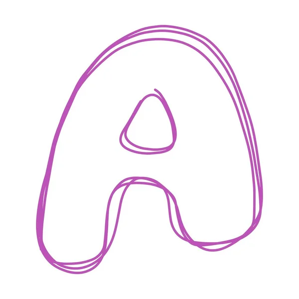 Alphabet Letter Drawn Outline Stroke Drawing Illustration Element Art Education — Image vectorielle
