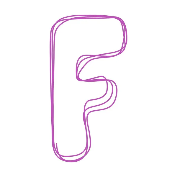字母F字母手绘轮廓笔画插图艺术教育 — 图库矢量图片