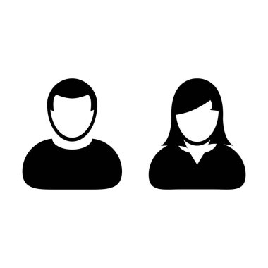 Avatar ikon vektörü erkek ve kadın kullanıcı profil sembolü düz renk glifli pictogram gösterimi