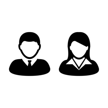 Avatar ikon vektörü erkek ve kadın kullanıcı profil sembolü düz renk glifli pictogram gösterimi