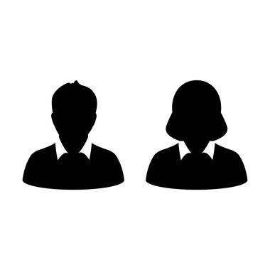 Kullanıcı simgesi erkek ve kadın kişi profil avatar sembolü düz renk glifli resim çizimi