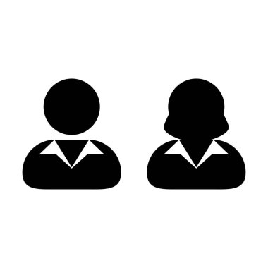Müşteri simgesi erkek ve kadın kullanıcı profili avatar sembolü düz renk glyph piktogram işareti gösterimi