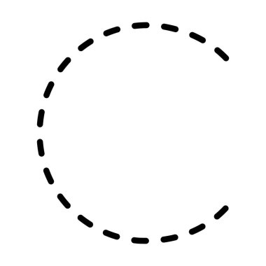 Anaokulu, anaokulu, anaokulu ve Montessori okul öğrencilerinin el yazısı alıştırması çalışmaları için küçük harfli c harfi önceden yazılmış..