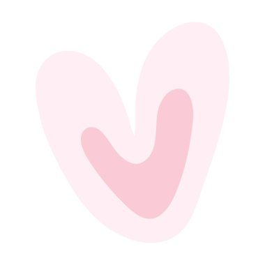 Romantik moda karalama sanatı için düz renk çiziminde soyut kalp element el çizimi simgesi