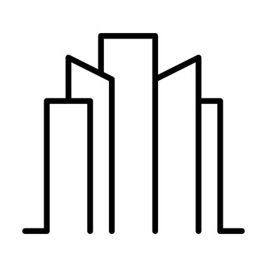 Şehir, inşaat, konut, daire, iş yeri, emlak, ipotek, emlak şirketi markası illüstrasyonu için simge vektörü ana hatları modern sanat minimal geometrik çizgi logo tasarımı unsuru