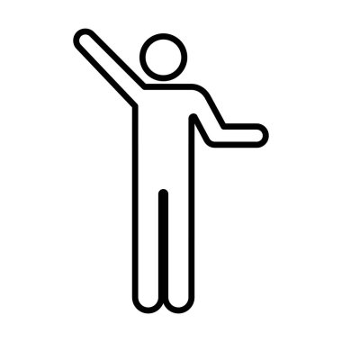 Kollarını kaldıran erkek vektör. Elleri açık bir sembol. Resim çizimi.