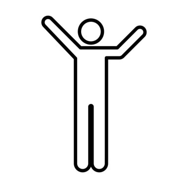 Kollarını kaldıran erkek vektör. Elleri açık bir sembol. Resim çizimi.