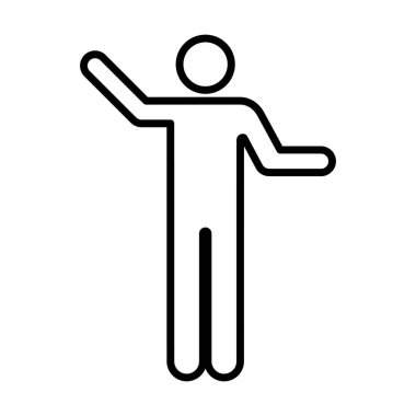 Kollarını kaldıran erkek vektör. Elleri açık bir sembol. Resim çizimi.