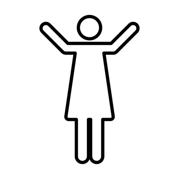 Mujer Levantado Brazos Icono Vector Mujer Persona Con Las Manos — Archivo Imágenes Vectoriales