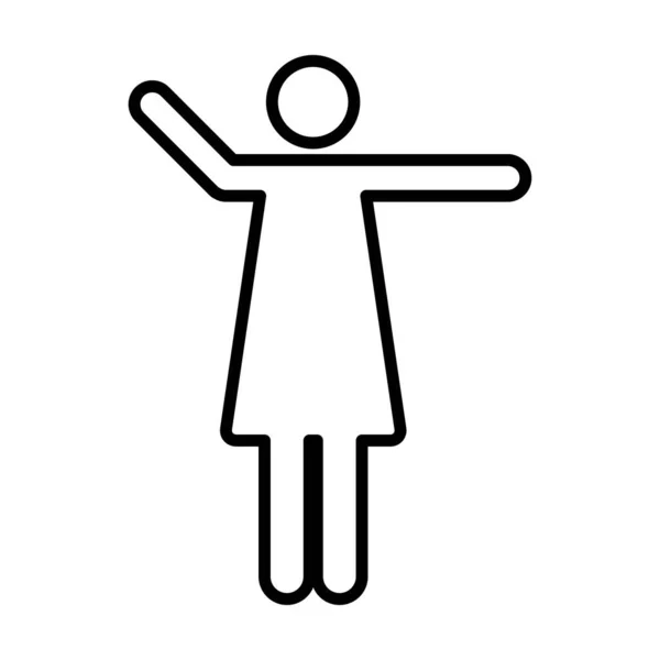 Femme Bras Ouverts Icône Vecteur Femme Mains Levées Symbole Dans — Image vectorielle