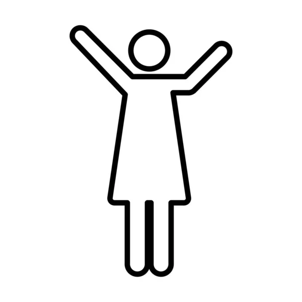 Femme Bras Levés Icône Vecteur Femme Personne Avec Les Mains — Image vectorielle