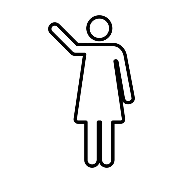 Femme Bras Levés Icône Vecteur Femme Personne Avec Les Mains — Image vectorielle