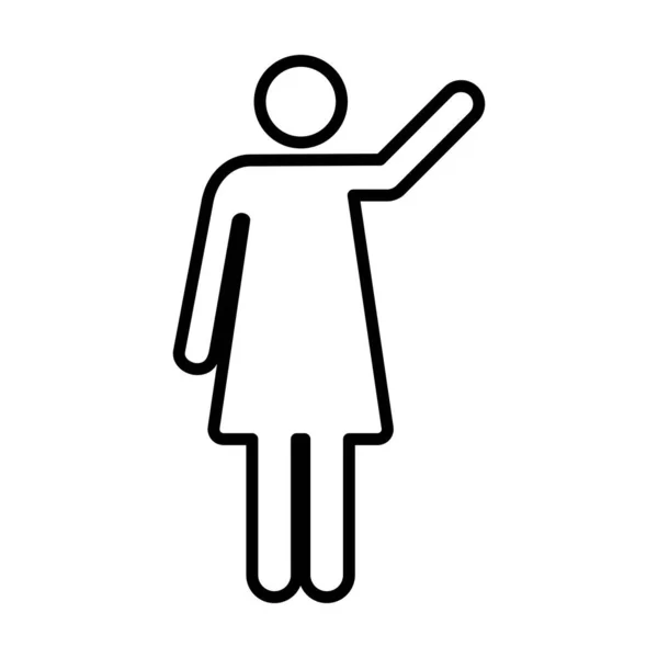 Γυναίκα Έθεσε Εικονίδιο Βραχίονα Διάνυσμα Θηλυκό Πρόσωπο Ανοιχτά Χέρια Σύμβολο — Διανυσματικό Αρχείο