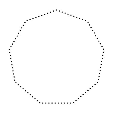 Piktogram illüstrasyonunda yaratıcı grafik tasarımı için noktalı şekilli vektör simgesi olmayan ui ögesi