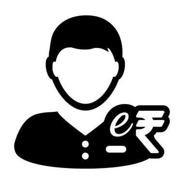 Erkek Kişi e-RUPI Hindistan e-rupi dijital para birimi kullanıcı sembolü bir kabartma resimli resimdeki işlemler için