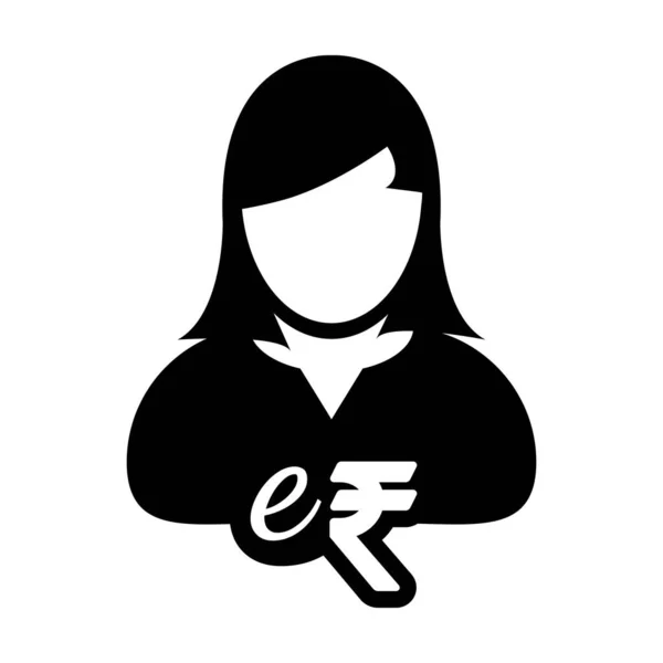 Femme Personne Rupi Indien Roupie Numérique Symbole Utilisateur Monnaie Pour — Image vectorielle