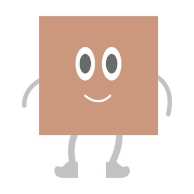 Çocukların temel matematik eğitimini, anaokulu, anaokulu ve Montessori çocukları için gülen yüzlü karakter çizimi ile öğrenmeleri için kare geometrik şekil.. 