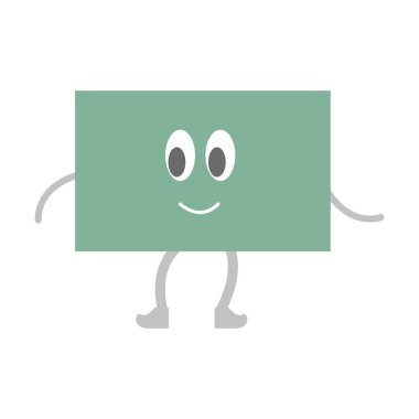 Çocukların temel matematik eğitimini, anaokulu, anaokulu ve Montessori çocukları için gülen yüzlü karakter çizimi ile öğrenmeleri için dikdörtgen geometrik şekil.. 