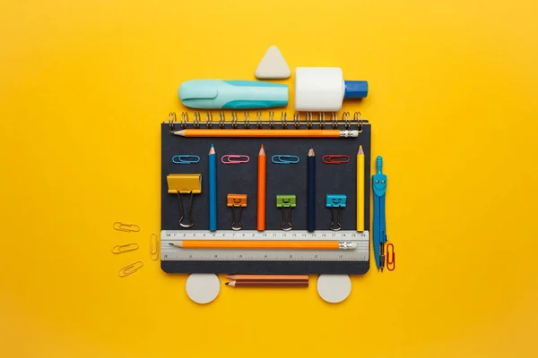 School Bus Stationery Child Way Education Back Learning Elementary — Stockfoto