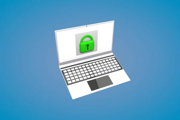 Laptop Lock Screen Protection Personal Information Internet Render — Stock fotografie