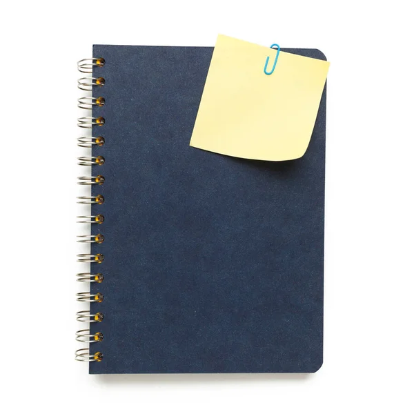 Paper Reminder Blue Notepad Isolated White Background Spiral Diary — Stock Photo, Image