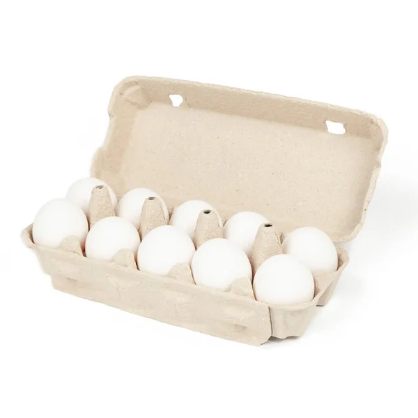 Паперова Упаковка Курячих Яєць Ізольовано Білому Тлі — стокове фото