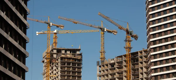 Investing Concrete Skyscrapers Cranes Construction Site Modern Technologies Construction Industry — Stockfoto