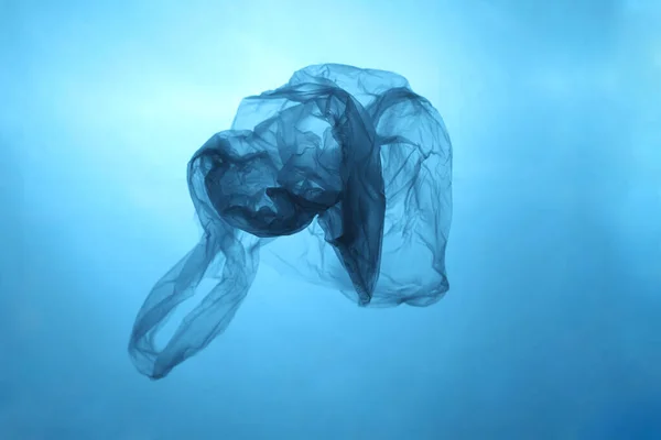 Sac Plastique Eau Bleue Déchets Sous Eau Pollution Plastique Des — Photo