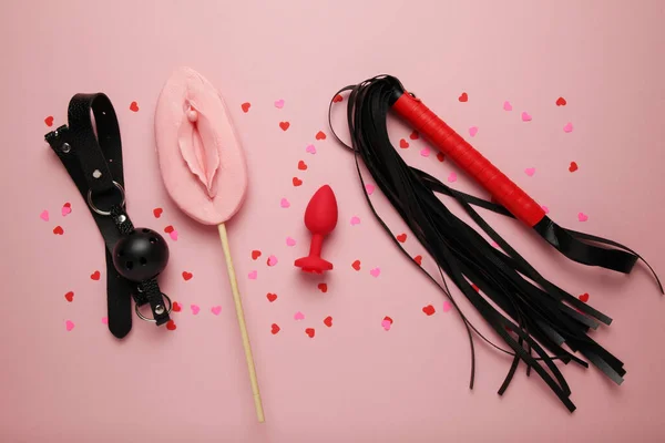 Sweet Candy Form Female Vagina Bdsm Props Pink Background — Foto Stock