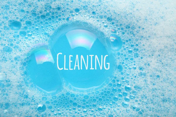 Background Soap Suds Foam Bubbles Detergent House Cleaning Concept — Stock Photo, Image