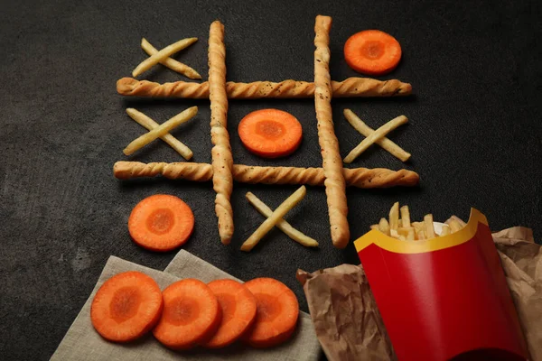 감자튀김 당근의 발가락 게임이죠 건강에 건강에 음식을 — 스톡 사진