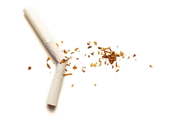 Cigarros Sobre Fundo Branco Vício Fumar Danos Fumaça Tabaco Mau — Fotografia de Stock