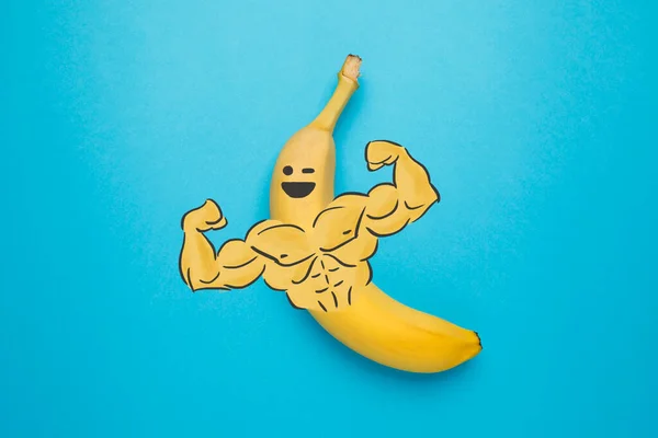 Een Voedzame Banaan Met Spierarmen Een Stevige Post Workout Snack — Stockfoto