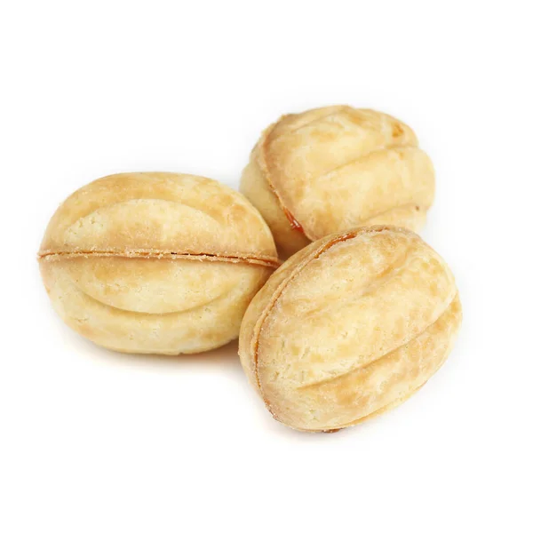 Tradiční Ruské Ořechy Kondenzovaným Mlékem Izolovaným Bílém Pozadí Ořechové Koláče — Stock fotografie