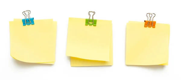 Paper Yellow Message Stickers Information Board Isolated White Background Schedule — Stock Fotó
