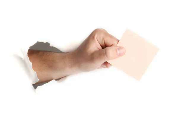 Herinnering Business Paper Hand Geïsoleerd Witte Achtergrond — Stockfoto