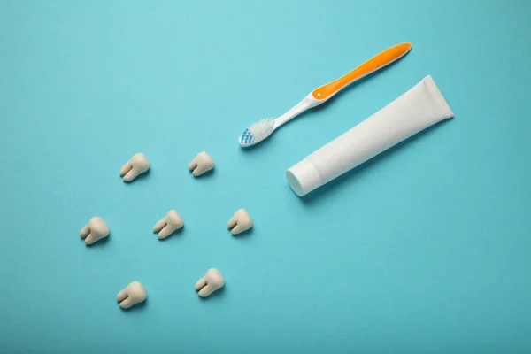Péče Zubní Sklovinu Ústní Dutiny Prevence Zubní Kazu Dětí Kartáčky — Stock fotografie