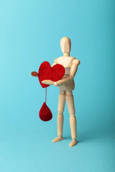 Figur Von Menschen Mit Rotem Herz Und Tropfen Blutspender Medizinische — Stockfoto