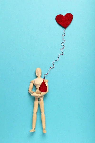 Figur Von Menschen Mit Rotem Herz Und Tropfen Blutspender Medizinische — Stockfoto