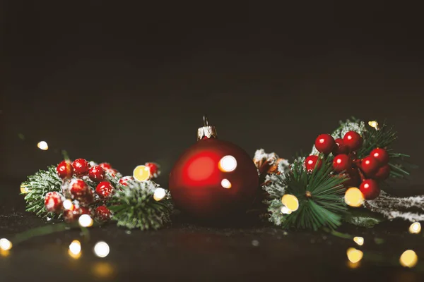 Παραδοσιακή Χριστουγεννιάτικη Διακόσμηση Γιορτινή Ευχετήρια Κάρτα Καλή Χρονιά Συγχαρητήρια — Φωτογραφία Αρχείου